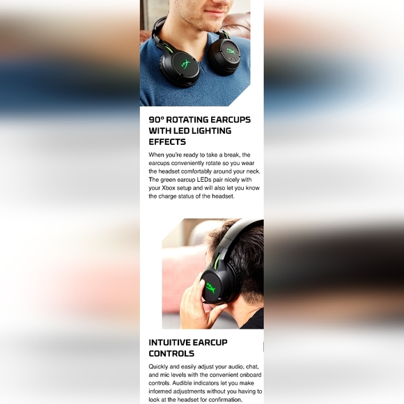 HyperX CloudX Flight Wireless Gaming Headset for Xbox, Adjustable - Picture 14 of 15